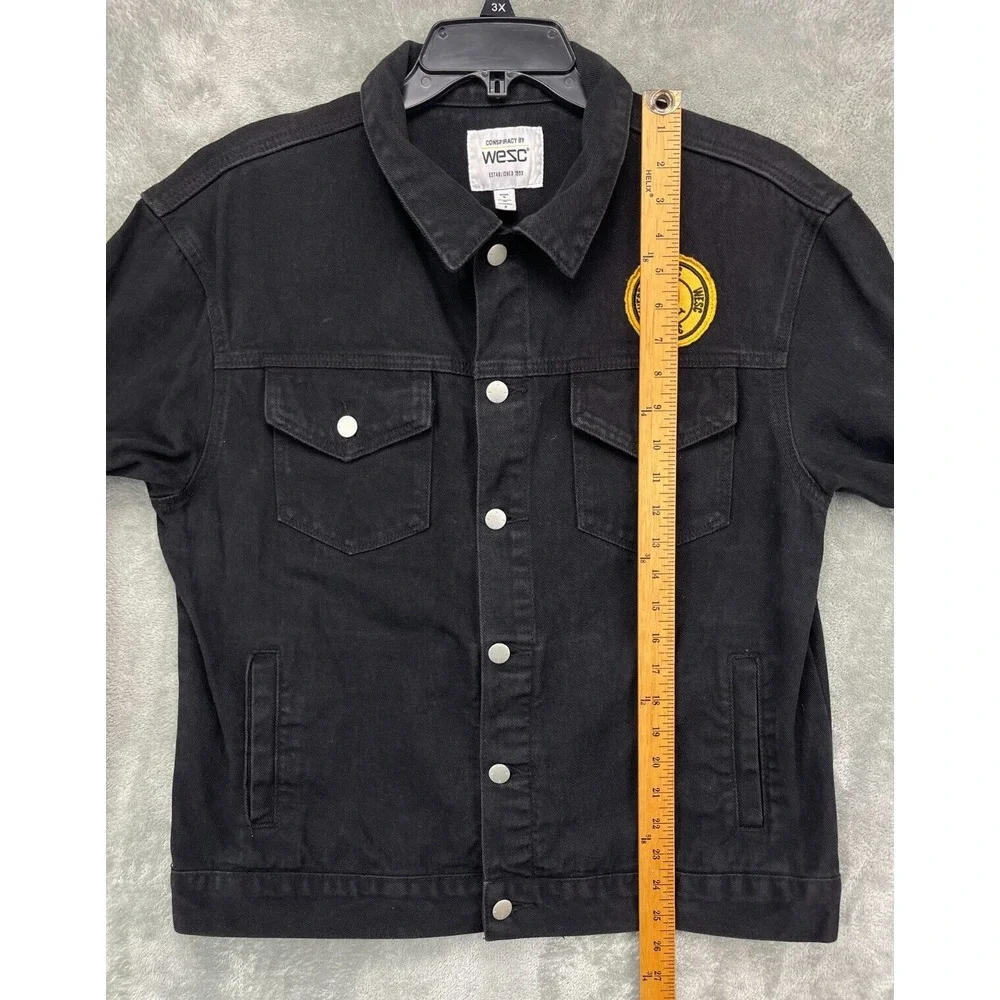 Conspiracy by WeSC Trucker Jacket Mens S Womens M Black Hardcore‎ Happiness